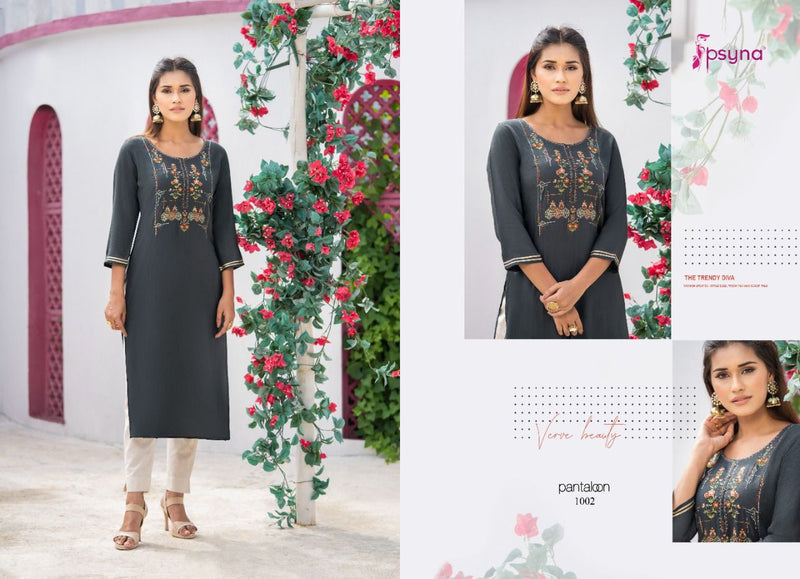 Psyna Pantaloon Rayon Fancy Stylish Party Wear Straight Kurtis