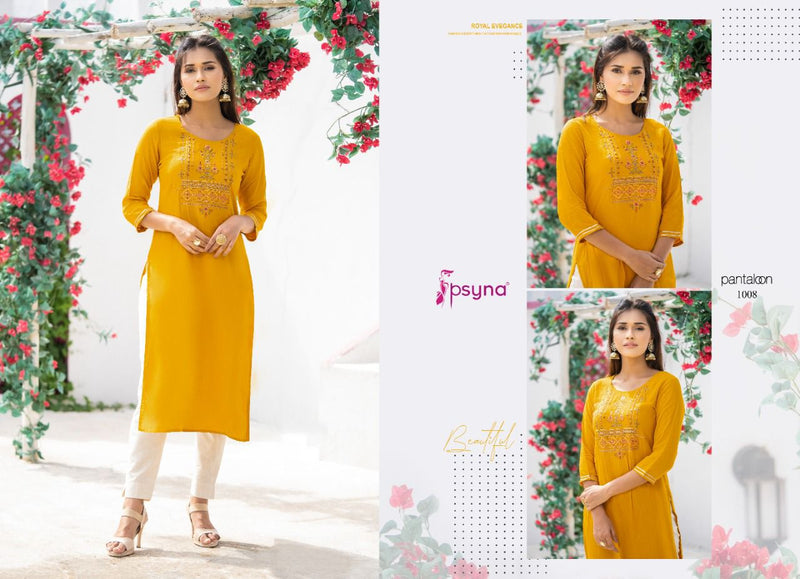 Psyna Pantaloon Rayon Fancy Stylish Party Wear Straight Kurtis