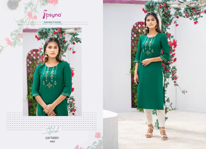 Psyna Pantaloon Rayon Fancy Stylish Party Wear Straight Kurtis