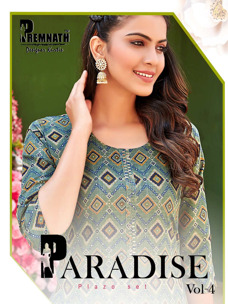 Premnath Designer Paradise Vol 4 Rayon Fancy Party Wear Kurtis With Plazo