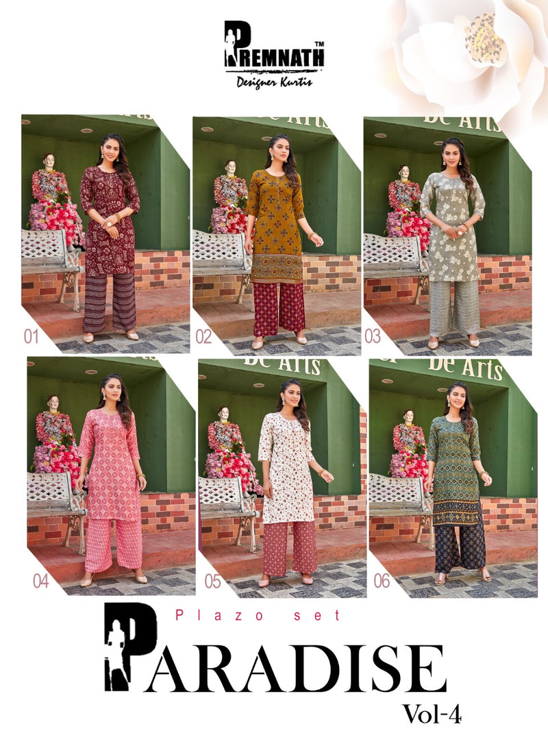 Premnath Designer Paradise Vol 4 Rayon Fancy Party Wear Kurtis With Plazo