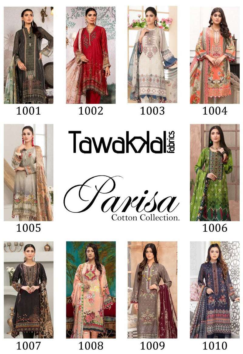 Tawakkal Fabrics Parisa Cotton Collection Pakistani Style Pure Cotton Festive Wear Salwar Suits