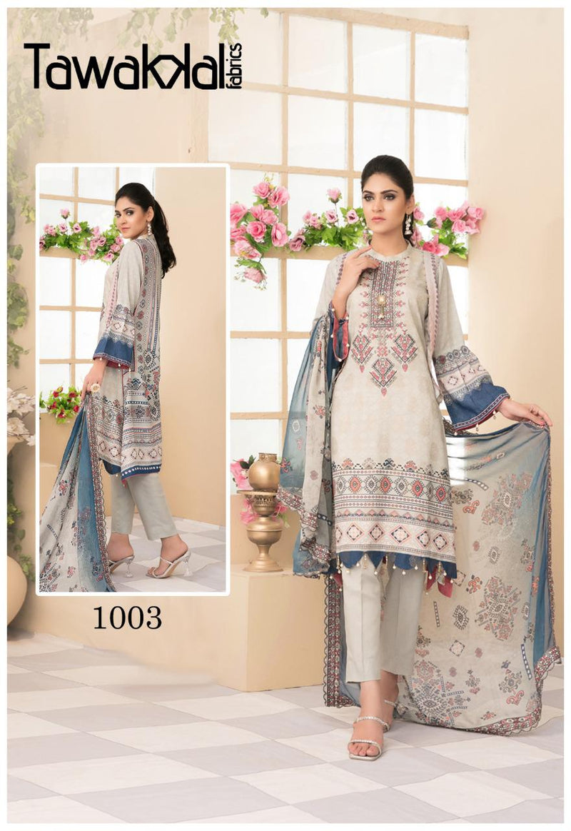 Tawakkal Fabrics Parisa Cotton Collection Pakistani Style Pure Cotton Festive Wear Salwar Suits