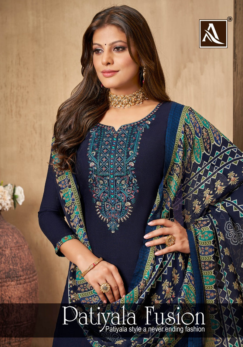 Alok Suit Patiyala Fusion Rayon With Embroidery Work Stylish Designer Pakistani Salwar Kameez