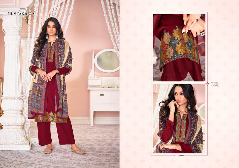 Mumtaz Arts Patola Jam Satin Embroidered Party Wear Salwar Suits