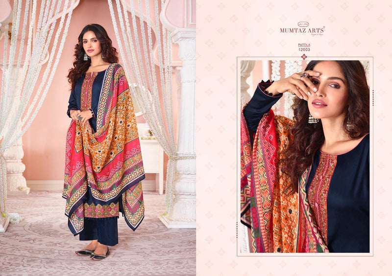 Mumtaz Arts Patola Jam Satin Embroidered Party Wear Salwar Suits