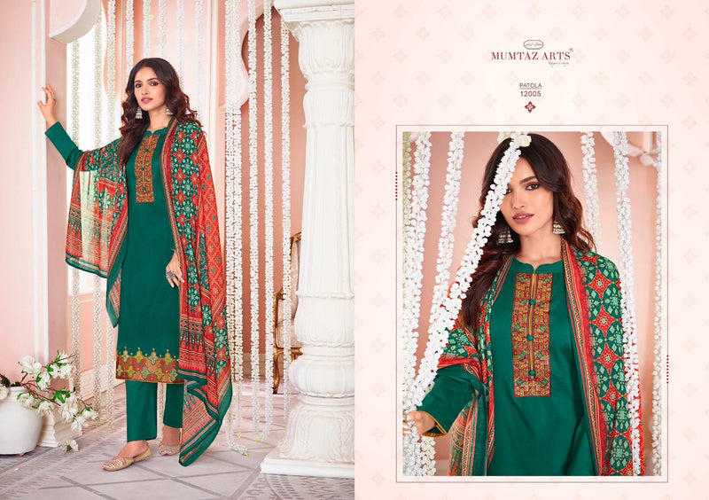 Mumtaz Arts Patola Jam Satin Embroidered Party Wear Salwar Suits