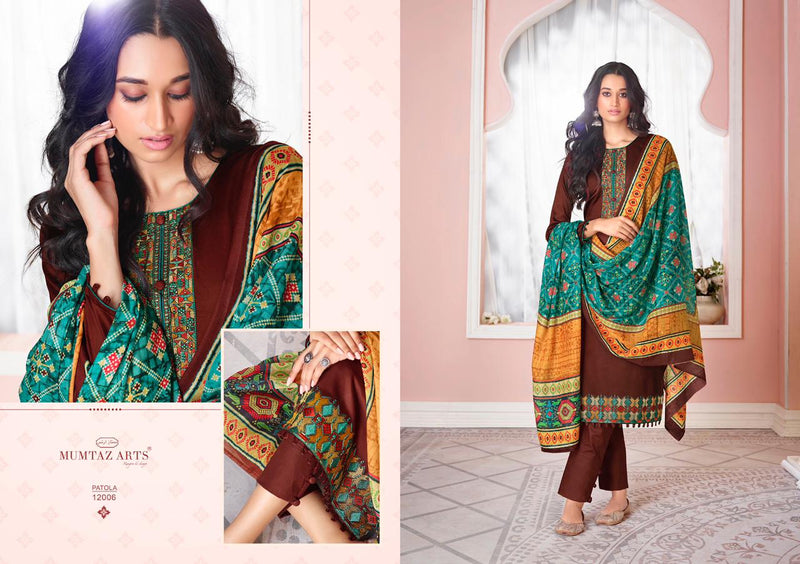 Mumtaz Arts Patola Jam Satin Embroidered Party Wear Salwar Suits