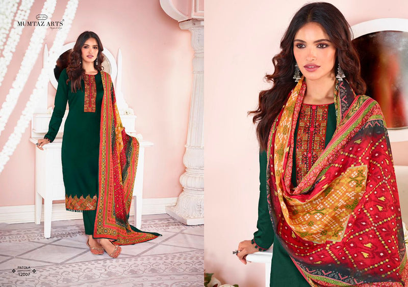 Mumtaz Arts Patola Jam Satin Embroidered Party Wear Salwar Suits