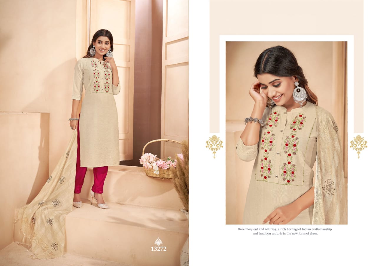 Kalaroop Kajree Fashion Pentonic Fancy Designer Party Wear Heavy Embroidered Kurtis With Bottom & Dupatta