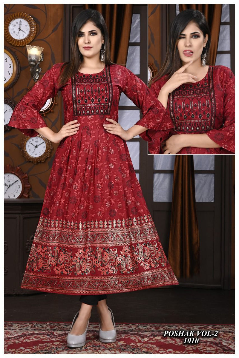 Beauty Queen Poshak Vol 2 Rayon With Heavy Printed Stylish Designer Party Wear Casual Look Kurti