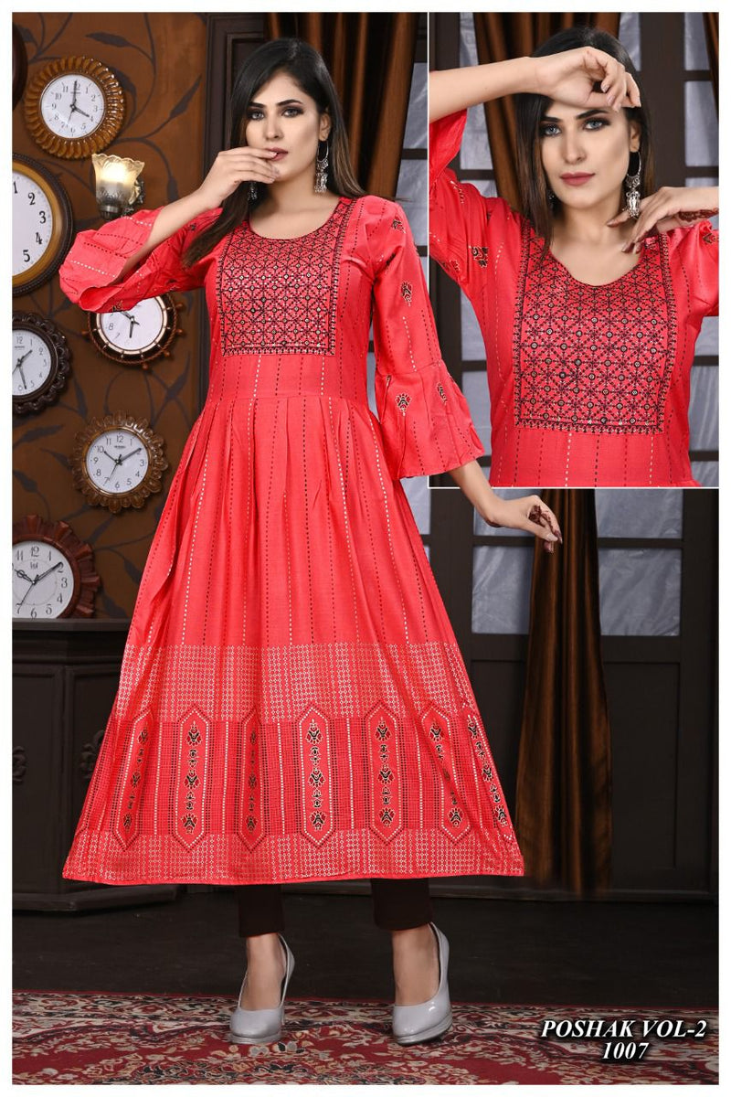 Beauty Queen Poshak Vol 2 Rayon With Heavy Printed Stylish Designer Party Wear Casual Look Kurti