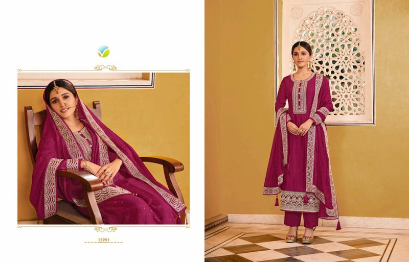 Vinay Fashion Kaseesh Preeyal Dola Silk Heavy Embroidered Wedding Wear Salwar Suits