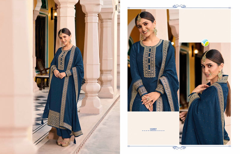 Vinay Fashion Kaseesh Preeyal Dola Silk Heavy Embroidered Wedding Wear Salwar Suits