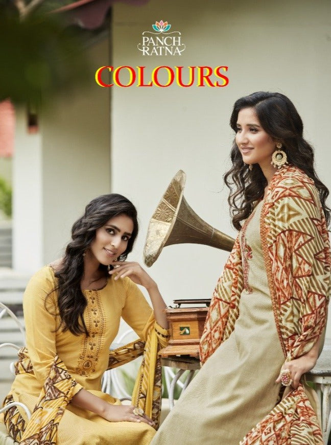 Panchratna Colours Pure Cotton Print Sequence Work Salwar Kameez