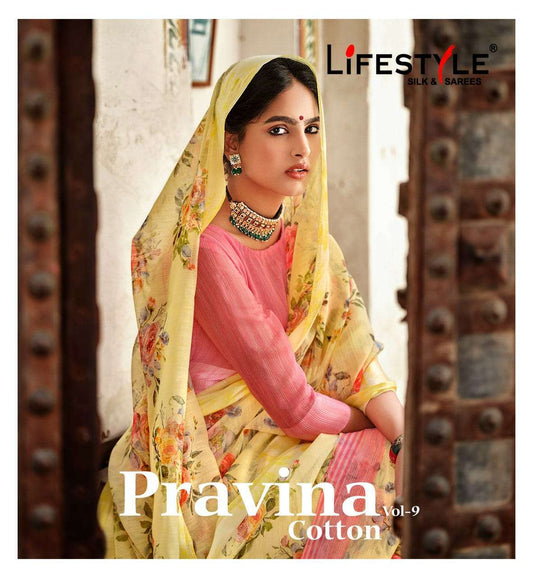 Pravina Lifestyle Cotton Vol 9 Linen Cotton Fancy Saree