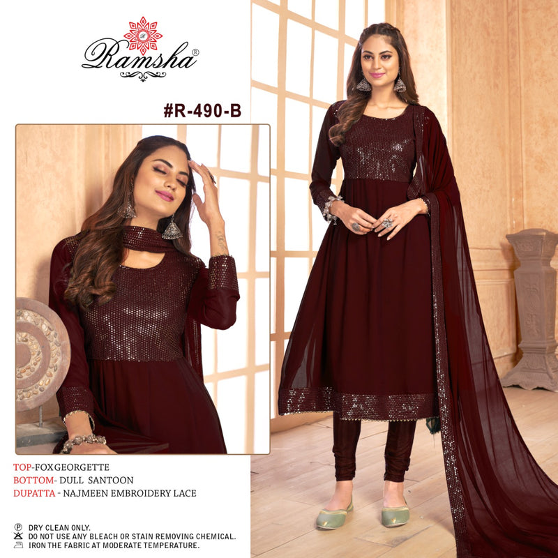 Ramsha R 490 Nx Georgette Heavy Embroidered Party Wear Salwar Suits