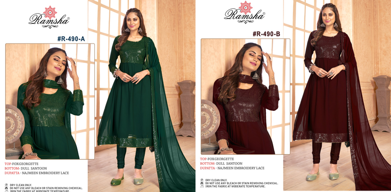 Ramsha R 490 Nx Georgette Heavy Embroidered Party Wear Salwar Suits