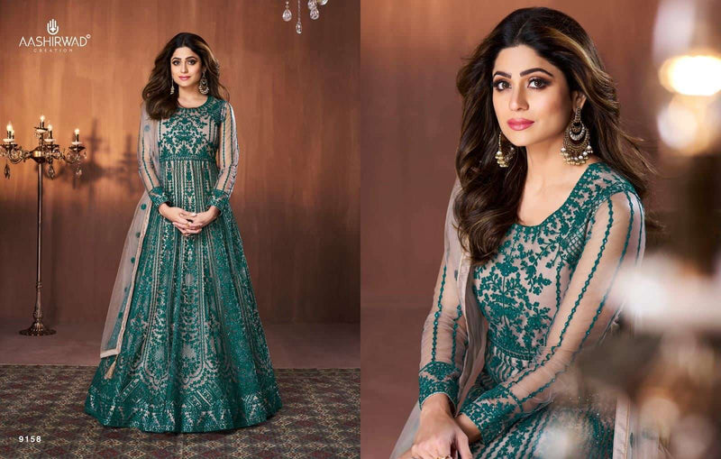 Aashirwad Creation Raabta Butterfly Net Designer Ready Made Wedding Wear Salwar Suits