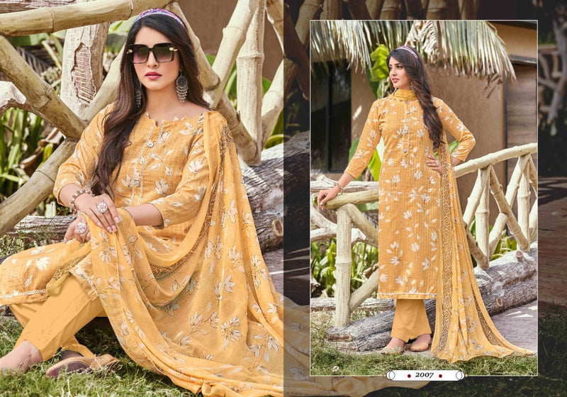 Radha Fab Rose Cotton Festice Wear Salwar Suits With Foil Print