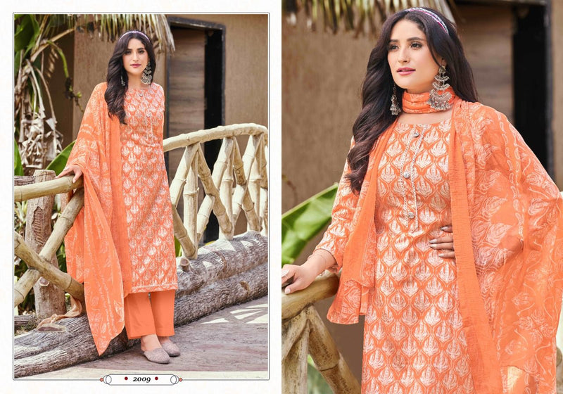 Radha Fab Rose Cotton Festice Wear Salwar Suits With Foil Print