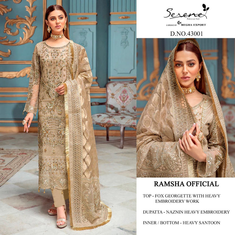 Serene Ramsha Official Fox Georgette Designer Pakistani Style Wedding Wear Salwar Suits