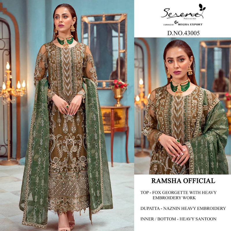 Serene Ramsha Official Fox Georgette Designer Pakistani Style Wedding Wear Salwar Suits