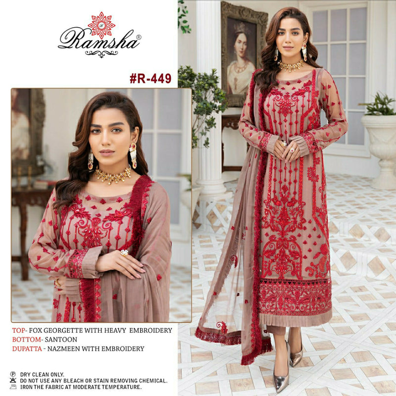 Ramsha R 449 Georgette Pakistani Style Designer Party Wear Embroidered Salwar Suit