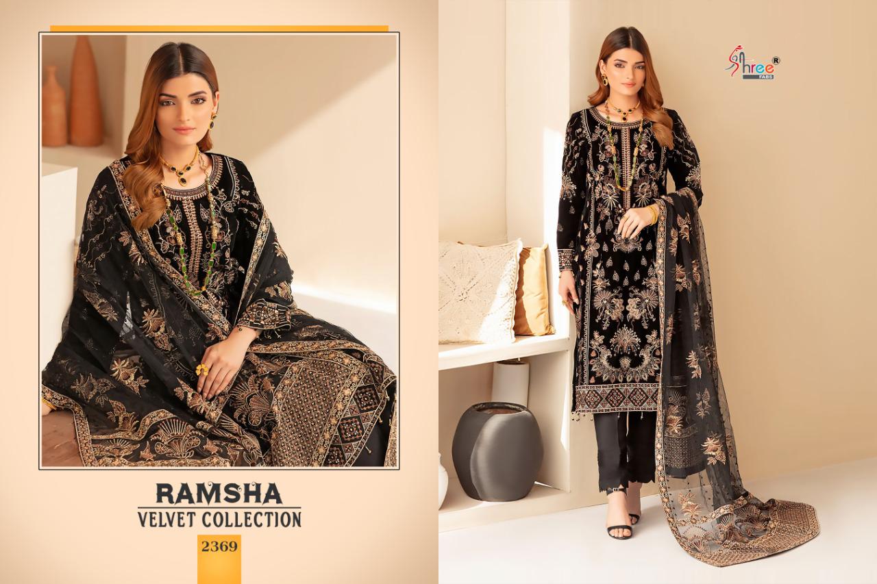 Shree Fabs Ramsha Velvet With Heavy Embroidery Work Stylish Designer Pakistani Salwar Kameez