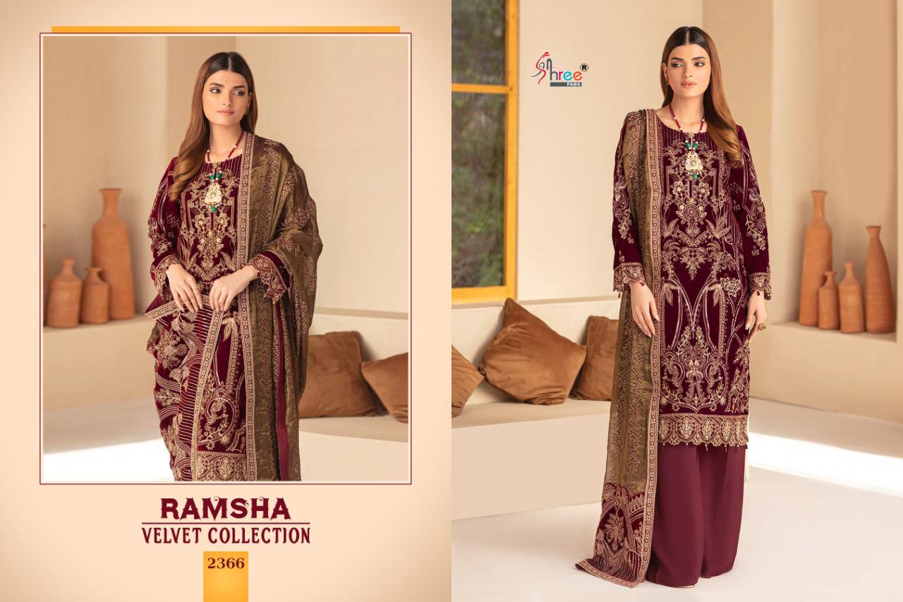 Shree Fabs Ramsha Velvet With Heavy Embroidery Work Stylish Designer Pakistani Salwar Kameez