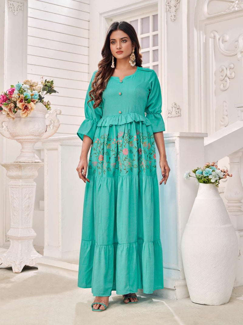 Vitara Fashion Rangmala Rayon Fancy Designer Partywear Kurti