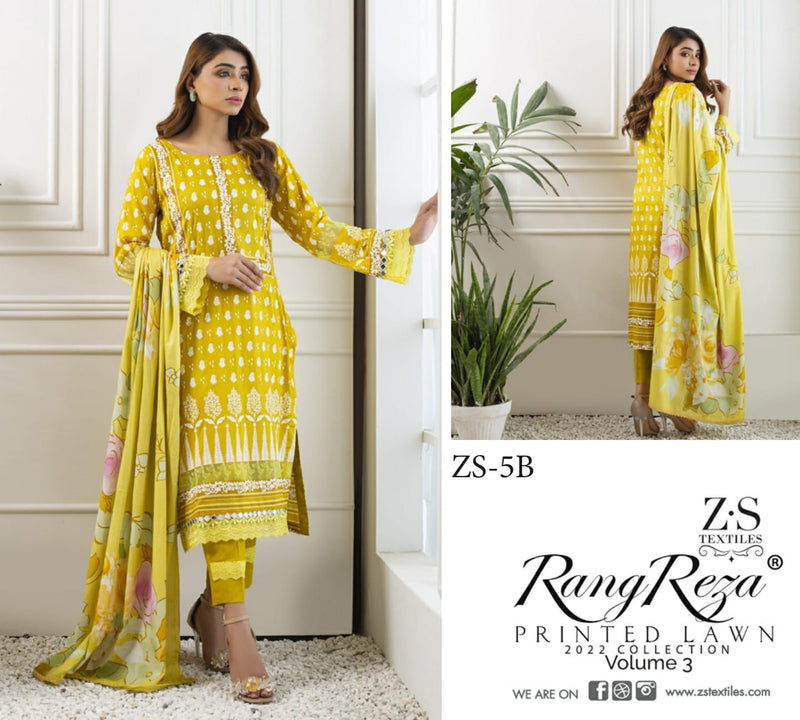 Z S Textile Rangreez Printed Lawn Cotton Vol 3 Pakistani Style Party Wear Salwar Kameez