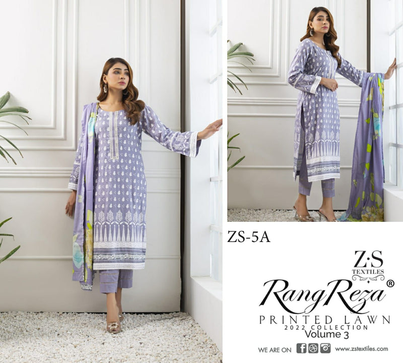 Z S Textile Rangreez Printed Lawn Cotton Vol 3 Pakistani Style Party Wear Salwar Kameez