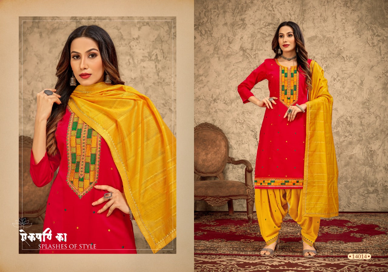 Panch Ratna Rangriti Patiyala Jam Silk With Heavy Embroidery Work Stylish Designer Festive Wear Salwar Kameez