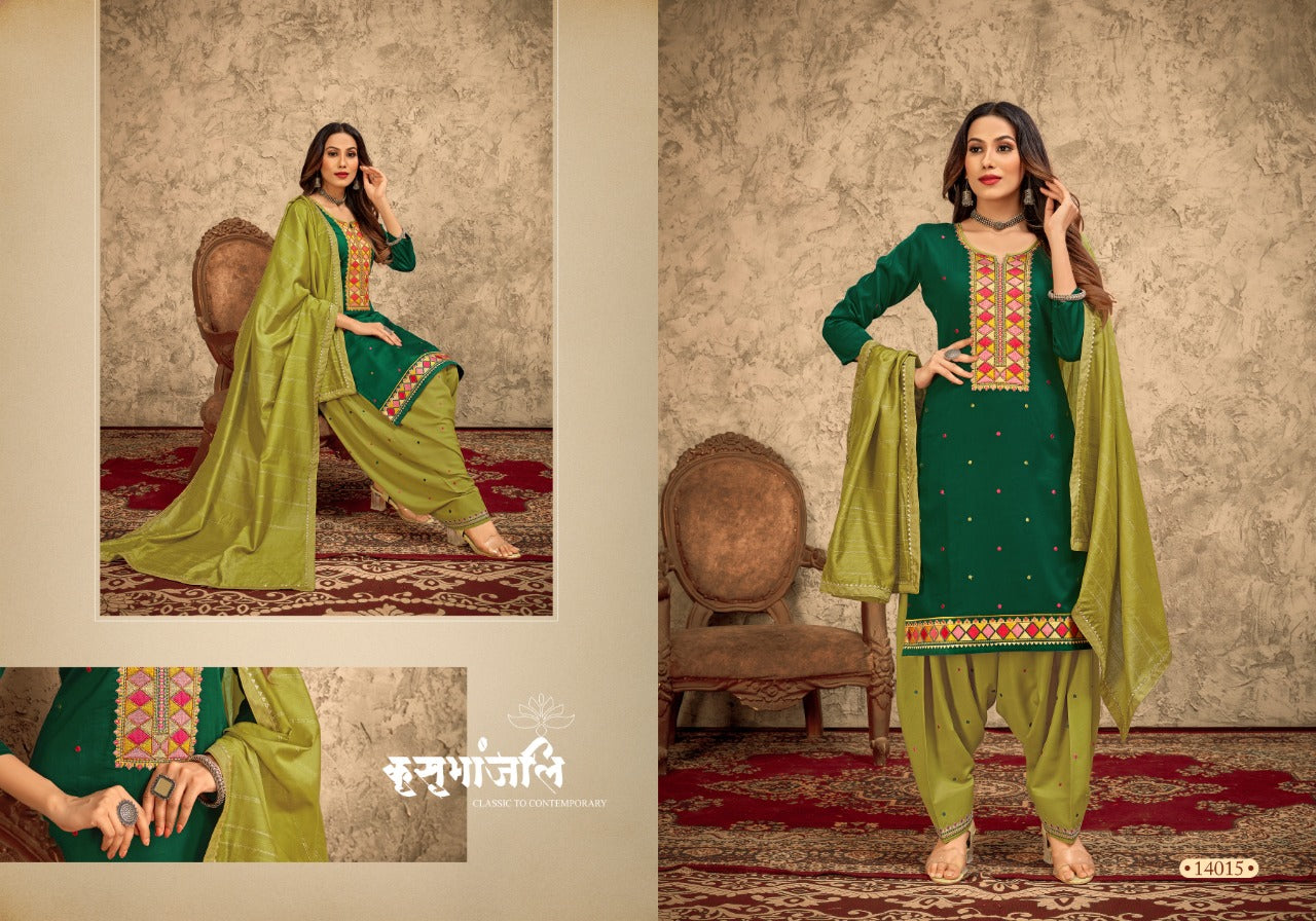 Panch Ratna Rangriti Patiyala Jam Silk With Heavy Embroidery Work Stylish Designer Festive Wear Salwar Kameez