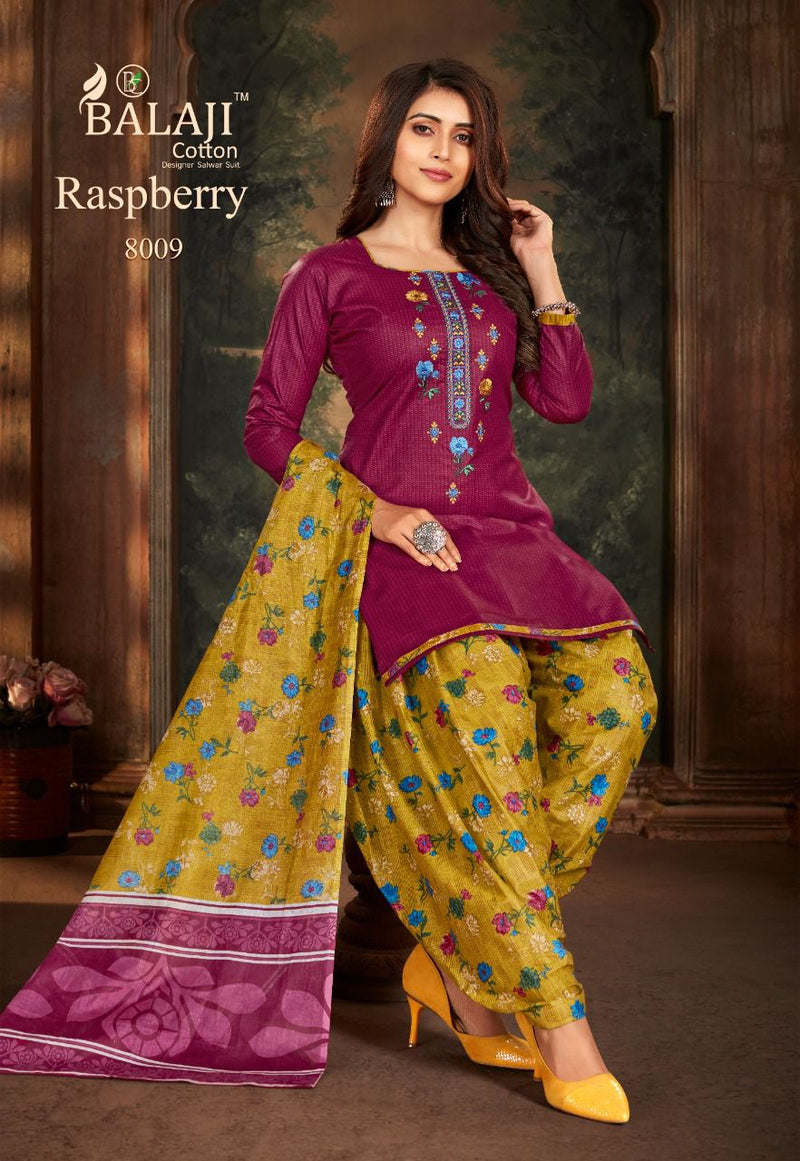 Balaji Cotton Raspberry Festive Wear Salwar Suits With Cotton Print