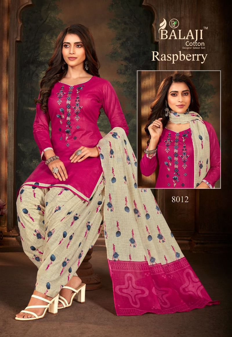 Balaji Cotton Raspberry Festive Wear Salwar Suits With Cotton Print