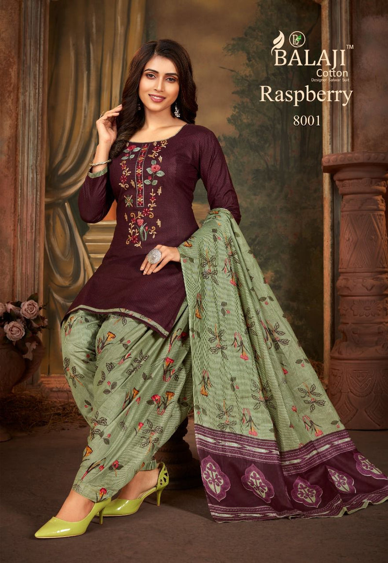 Balaji Cotton Raspberry Festive Wear Salwar Suits With Cotton Print