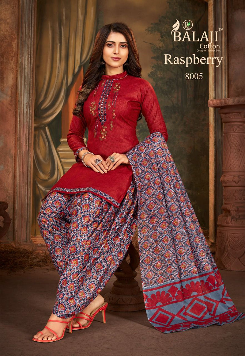 Balaji Cotton Raspberry Festive Wear Salwar Suits With Cotton Print