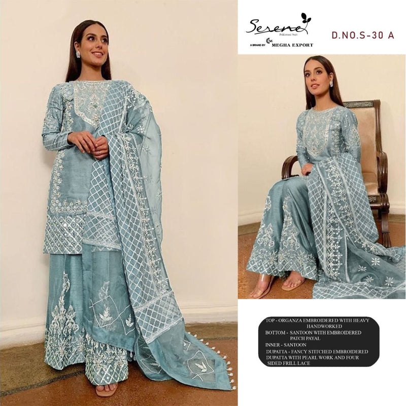 Serene Razia Organza Pakistani Style Embroidered Designer Party Wear Salwar Suits