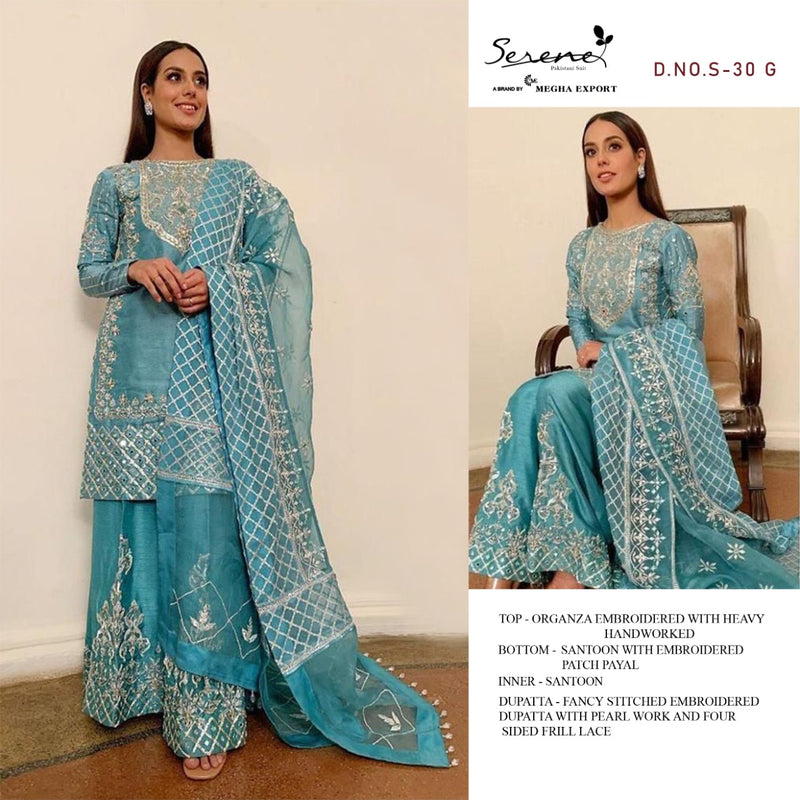 Serene Razia Organza Embroidered Pakistani Style Designer Semi Stitched Salwar Suits