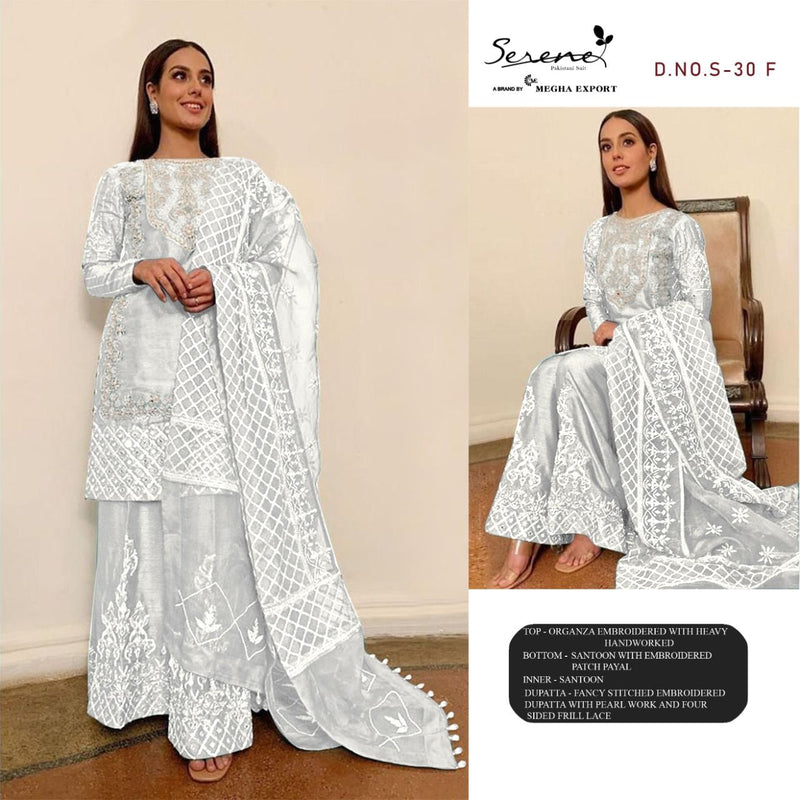 Serene Razia Organza Pakistani Style Embroidered Designer Party Wear Salwar Suits