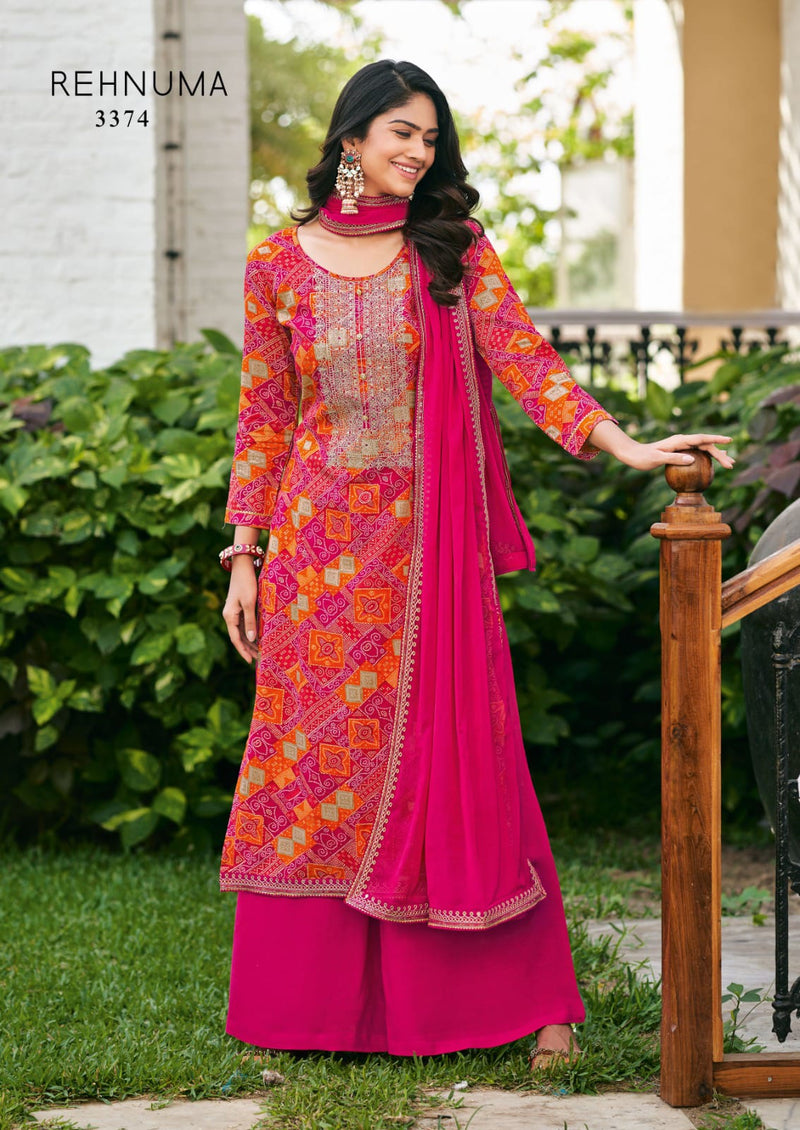 Rang Rehnuma Rayon Print Foil Fancy Sequence Work Neck Printed Designer Salwar Kameez