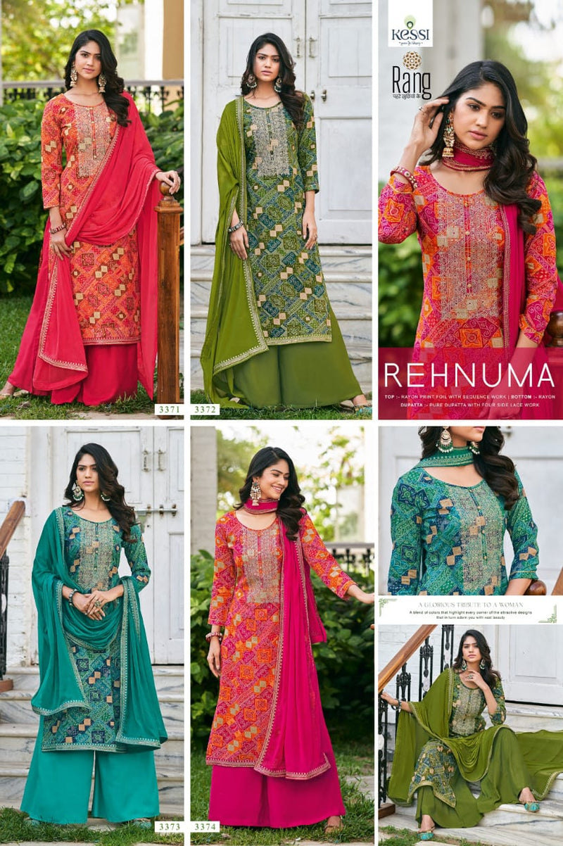 Rang Rehnuma Rayon Print Foil Fancy Sequence Work Neck Printed Designer Salwar Kameez