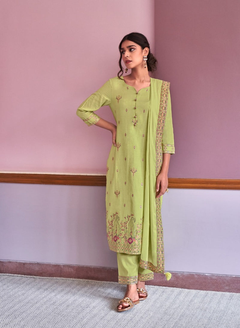 Four Button Resham Pure Cotton With Heavy Embroidery Work Stylish Designer Casual Wear Kurti