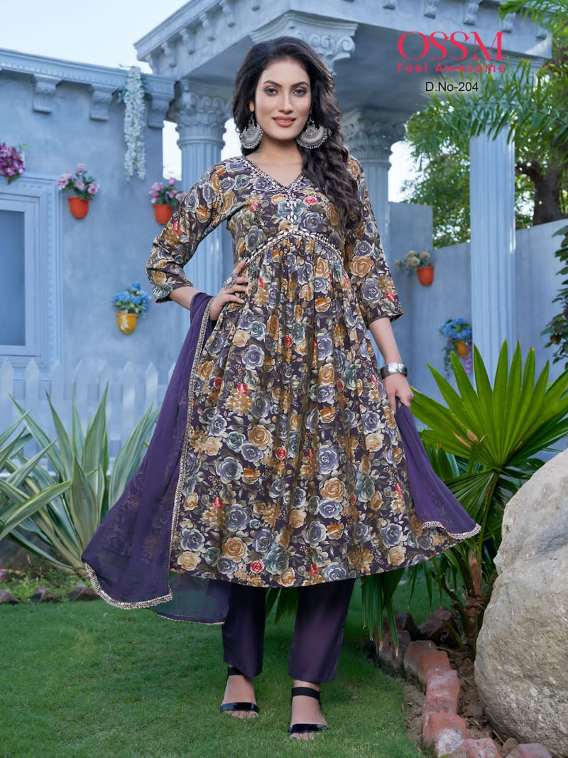 Ossm Resham Vol 2 Chanderi Model Silk Foil Printed Embroidery Mirror Work Designer Fancy Wear Kurti