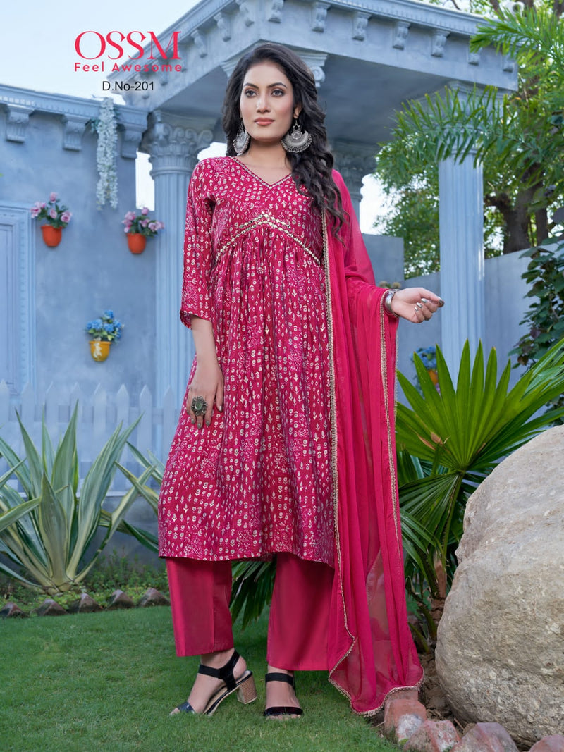 Ossm Resham Vol 2 Chanderi Model Silk Foil Printed Embroidery Mirror Work Designer Fancy Wear Kurti