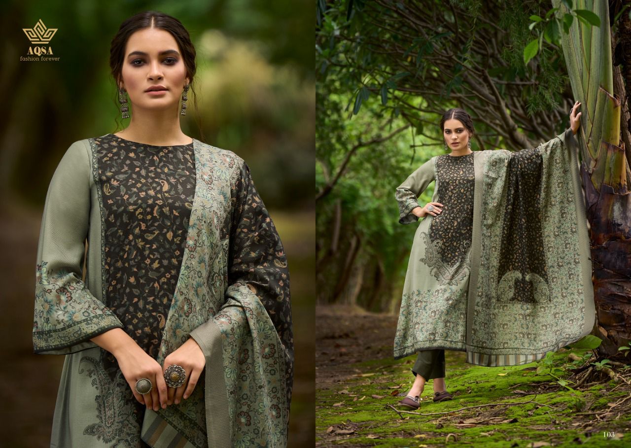 Aqsa Rimsha Pashmina With Printed Work Stylish Designer Casual Wear Salwar Kameez