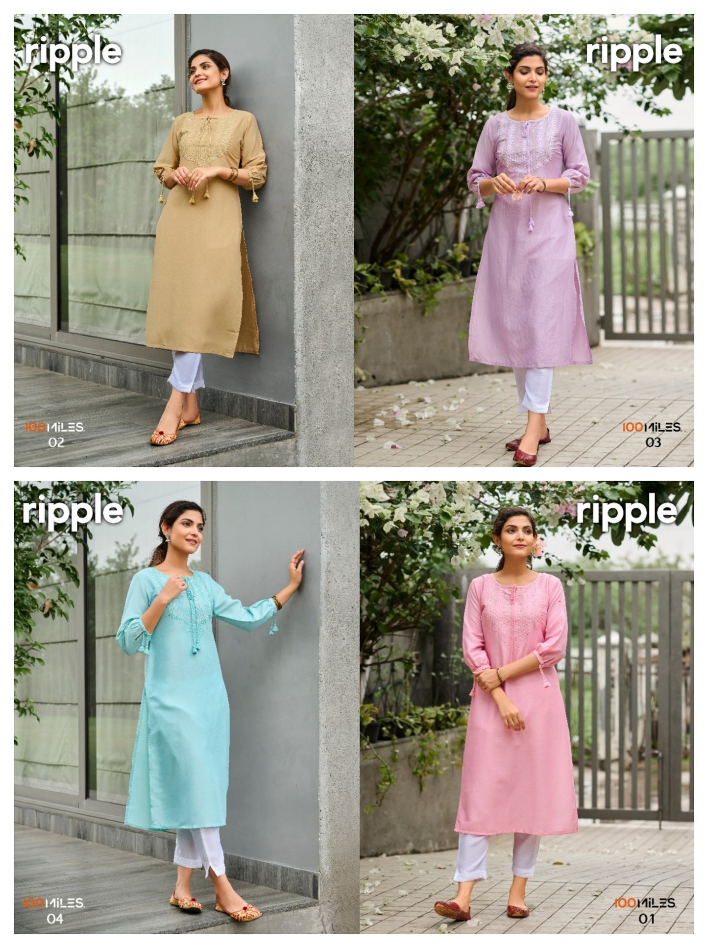 100 Miles Ripple Fancy With Chikankari Work Stylish Designer Casual Wear Fancy Kurti