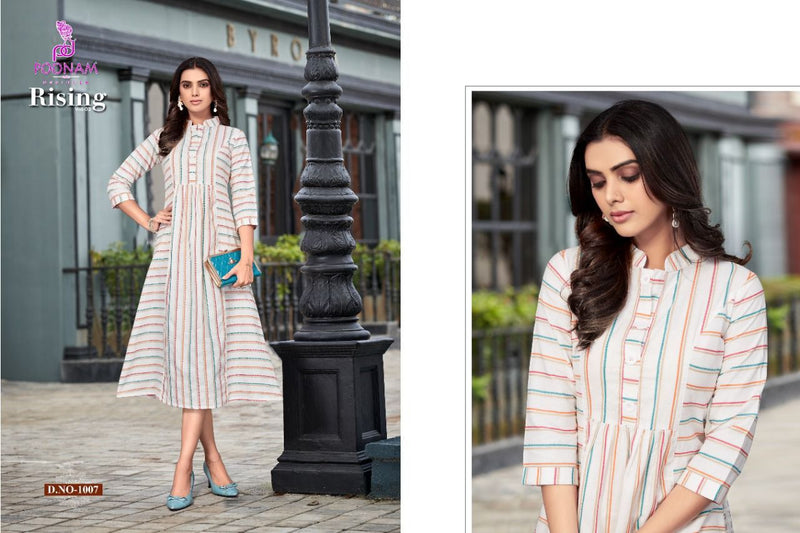 Poonam Rising Vol 2 Pure Cotton Stylish Designer Casual Wear Party Look Fancy Long Kurti